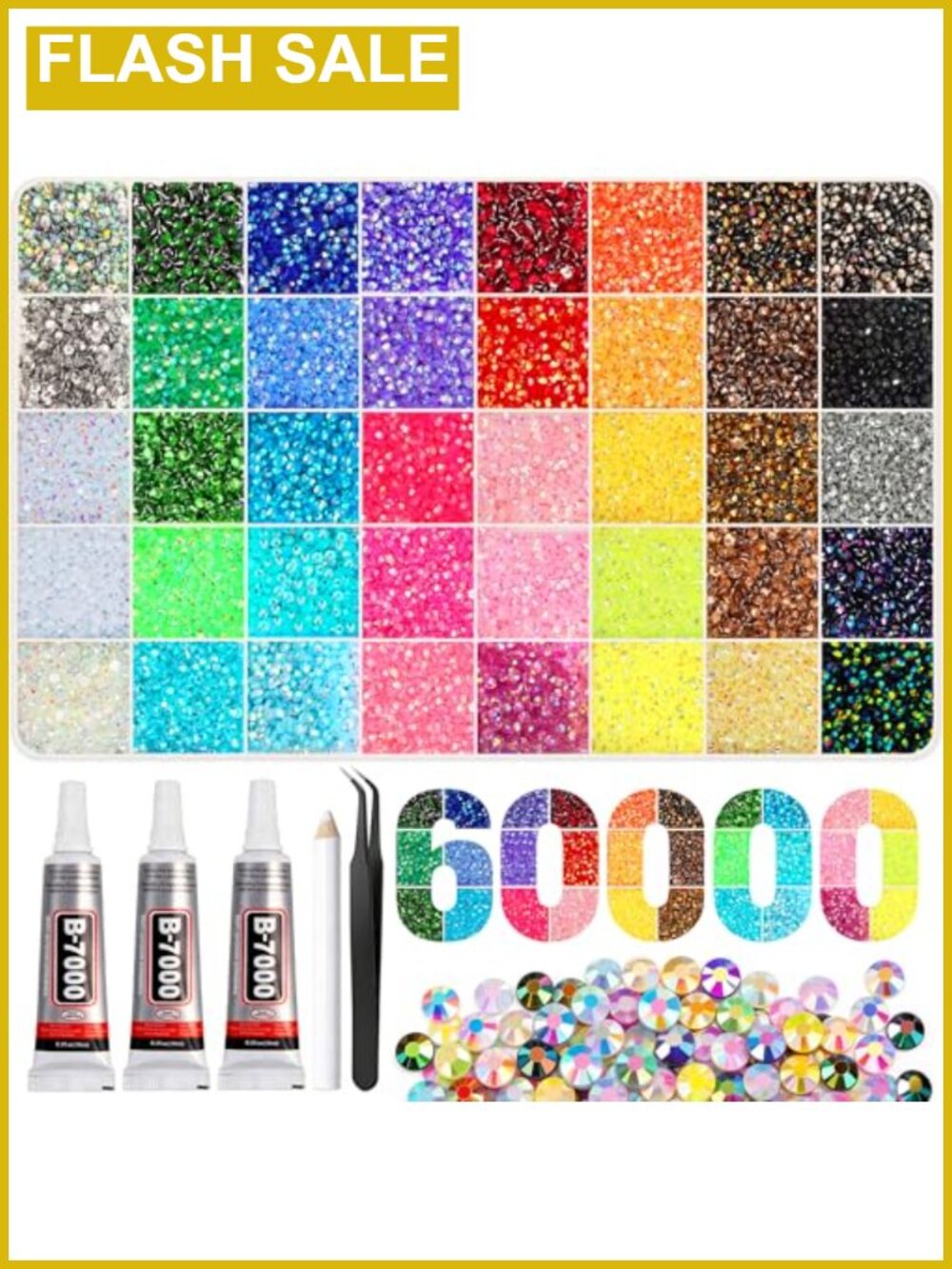 60000Pc Resin Rhinestones Jelly AB Flatback 3mm 40 Colors DIY Craft Kit
